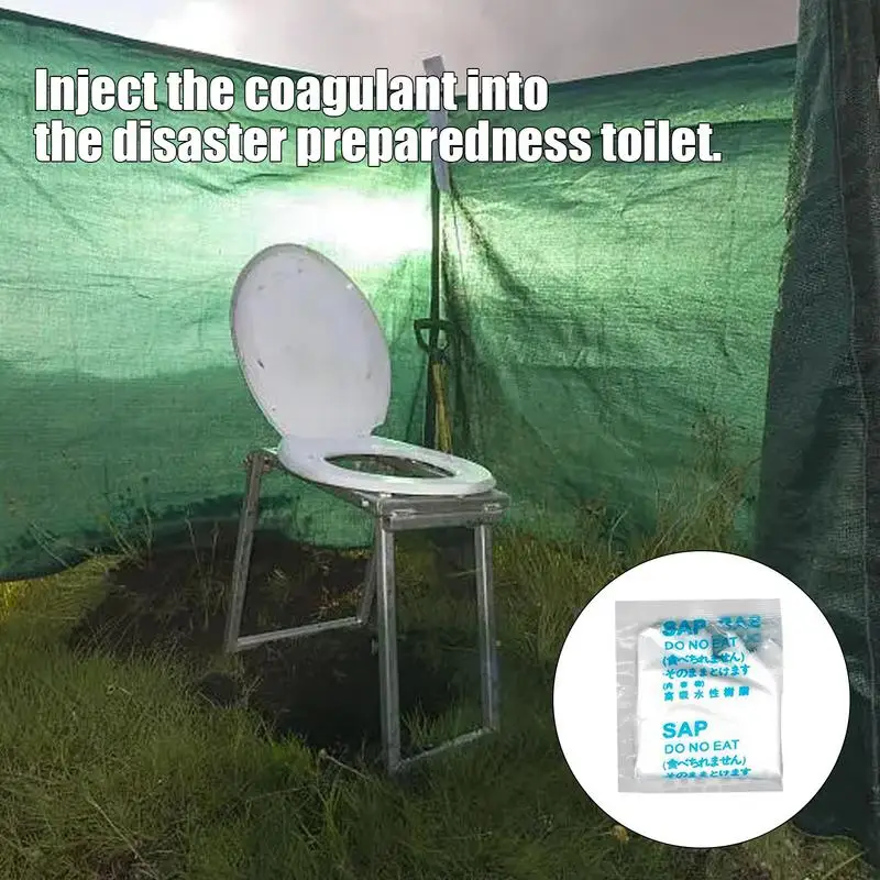 Camping Toilet Chemicals Liquid Waste Gelling Deodorizing Powder Eco Absorbent Gel for Camping Toilet for Portable Toilet 50pcs