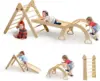 5 in 1 Pikler Triangle Set Wooden Montessori Climbing Set Inside Foldable with Ladder Ramp Arch Rocker and Slide Climbing Toys 1