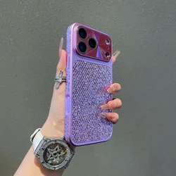 Luxury Plating Bling Glitter Shockproof Shell Case with Lens Protection - iPhone 16 (Purple)