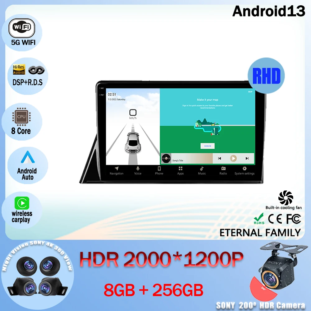 

Android 13 автомобильный радиоприемник, мультимедийный видеоплеер, навигация GPS для Toyota Sienta 2 XP170 RHD 2015 - 2022 5G WIFI BT 4G CPU QLED