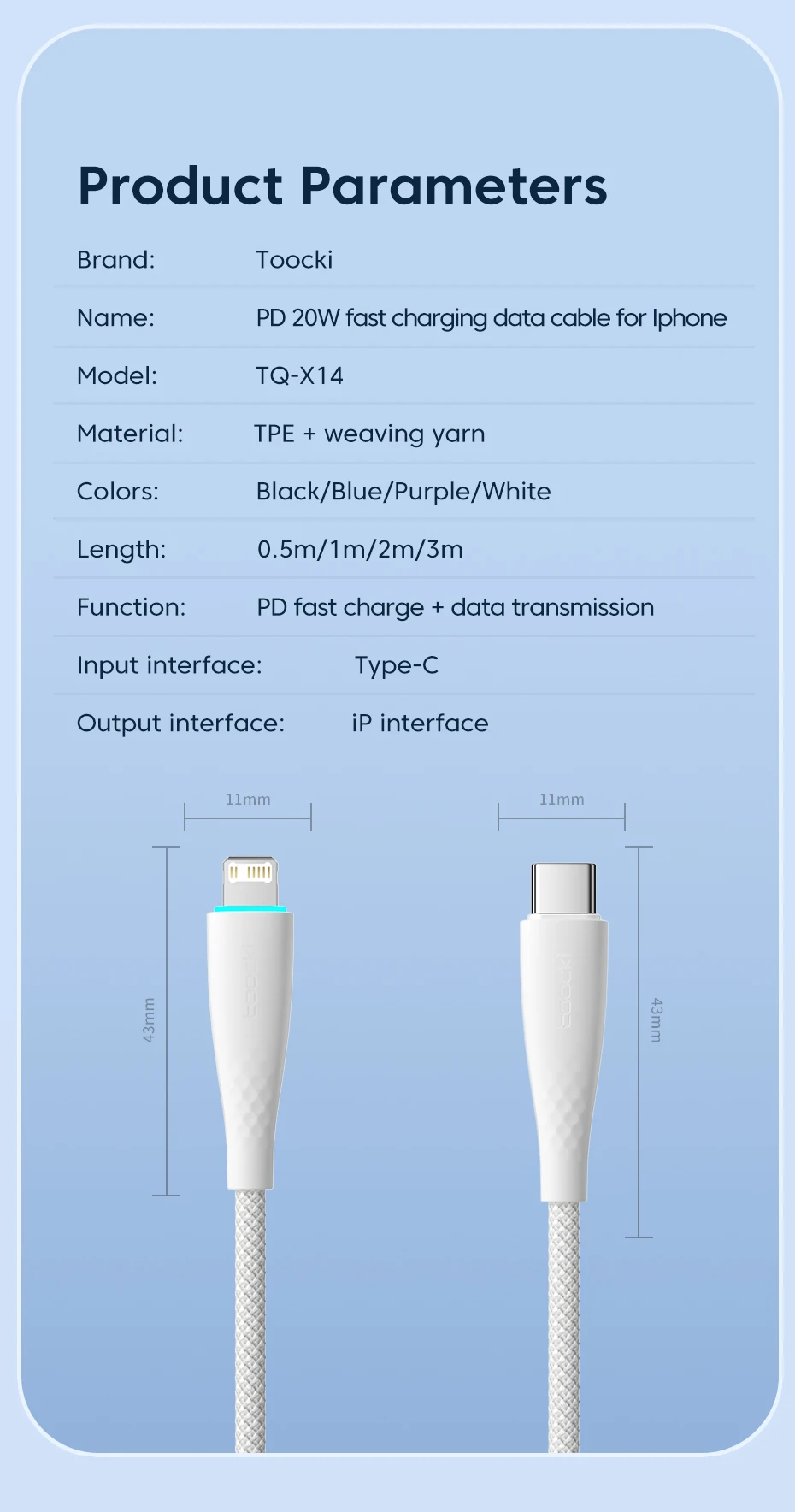 PD 20W USB C to Lighting Cable for iPhone 14 13 12 11 Pro Max XR XS 8 7 Plus 6 5