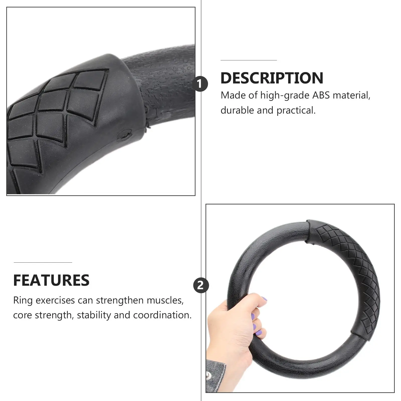 Gymnastic Rings Workout Equipment Exercise Rings for Home Calisthenics Full Body Training Fitness Accessories Black