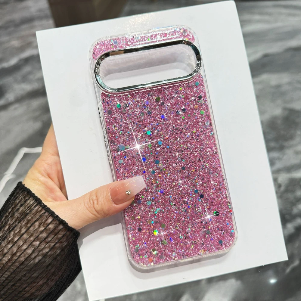 Sparkling Crystal Glitter Sequin Shockproof Phone Case with Epoxy Silicone Bling Back Cover