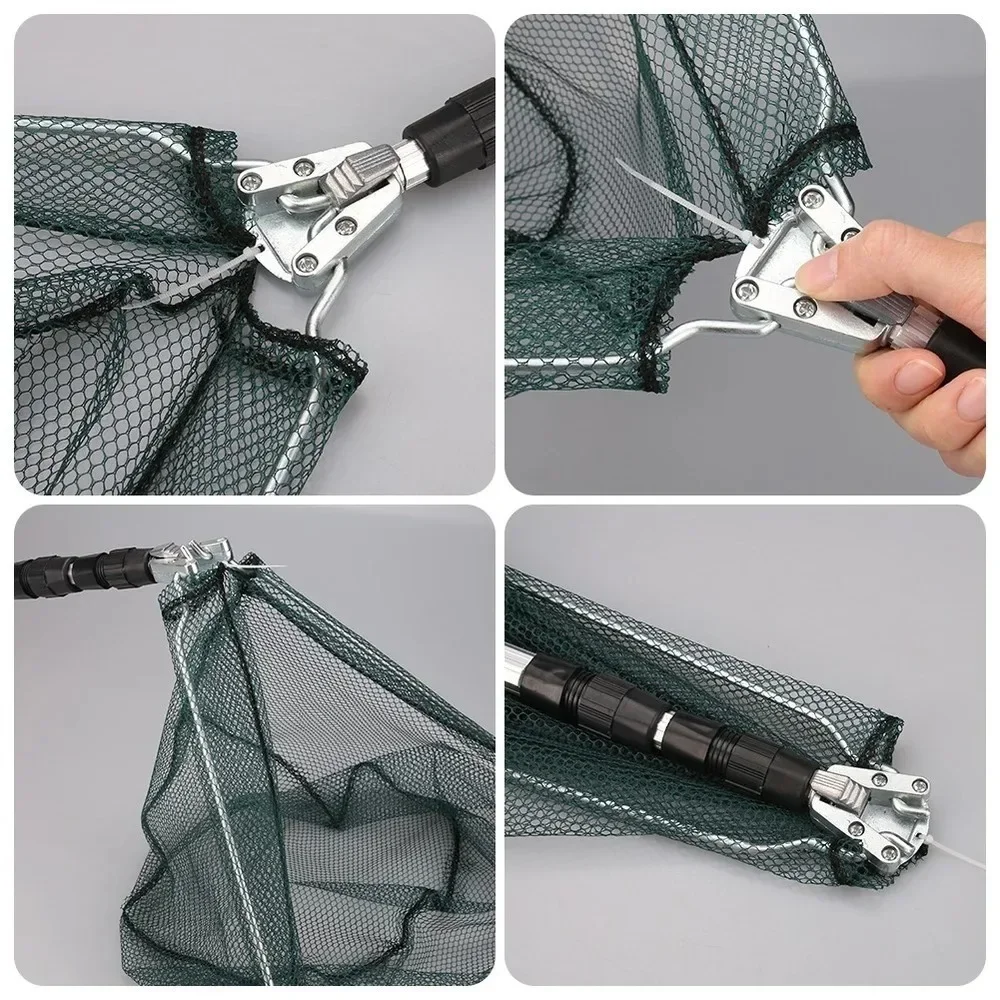 Telescopic Landing Net 150/170cm Folding Fishing Pole Extending Fly Carp Course Sea Mesh Foldable Fishing Net for Fly fishing landing net