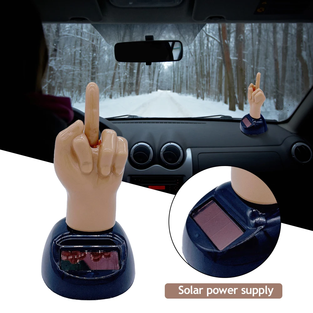 Solar Powered Mid Finger Shaking Toy Car Dashboard Dancing Figure Toy