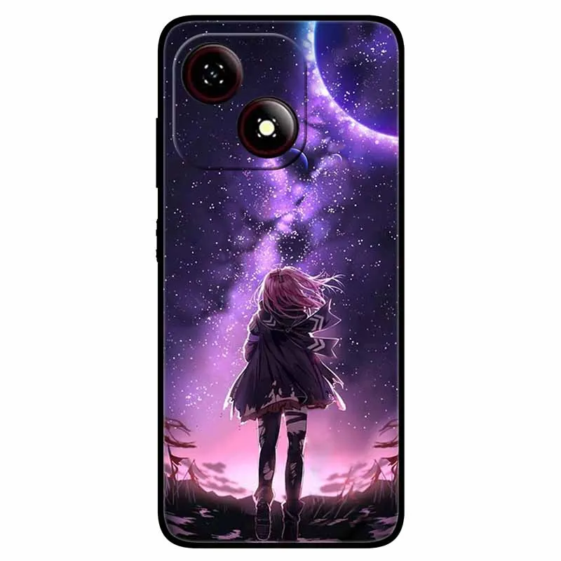 Black TPU Silicone Phone Case with Lovely Soft Painted Design