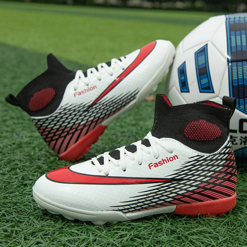

Children's Soccer Shoes Professional Grass Training Shoes Youth High Barefoot Protection Crushed Nail Soccer Sneakers