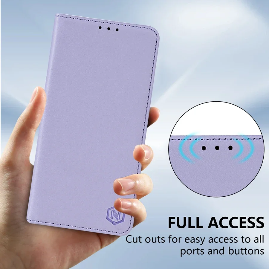 Luxury Leather Flip Wallet Case with Card Slot & Strong Magnetic Closure