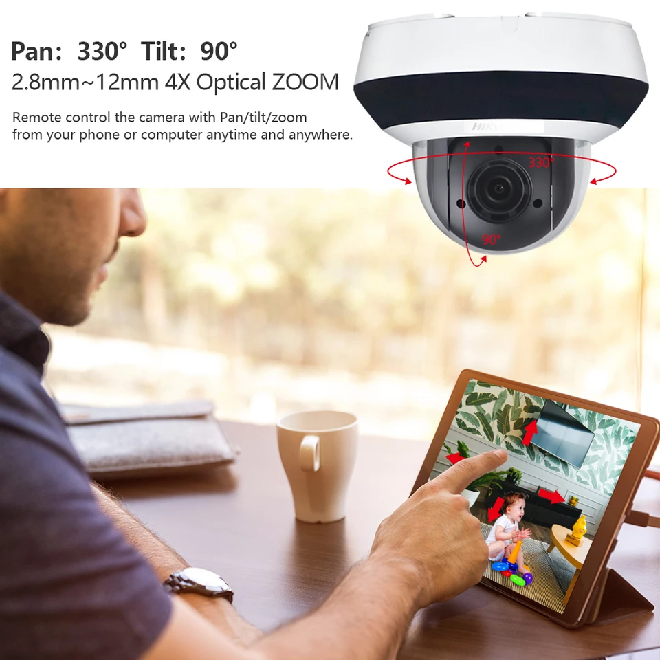 DS-2DE2A404IW-DE3 Telecamera PTZ HIK da 4 MP per esterni, zoom ottico 4X, digitale 16x con obiettivo da 2,8 mm a 12 mm, telecamera IP 2 pollici, fotocamera DarkFighter IR Distanza 20,1 m Telecamera a
