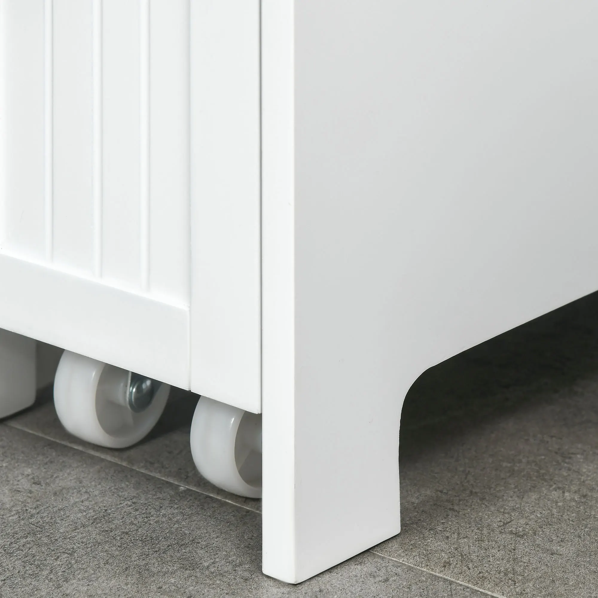 Kleankin Narrow Bathroom Cabinet on Wheels, Freestanding Toilet Paper Holder with 2 Drawers, Towel Rack, White 6