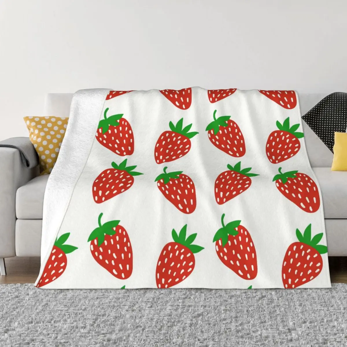 

Strawberry Pink Cute Plaid Blanket Plaid Hypoallergenic Throw Blankets for Luxury Bedding Travel Camping