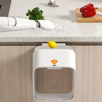 Pattumiera ad alta capacità con sensore intelligente a parete da 7 litri, senza perforazione, per cucina domestica, bagno, per la casa 1