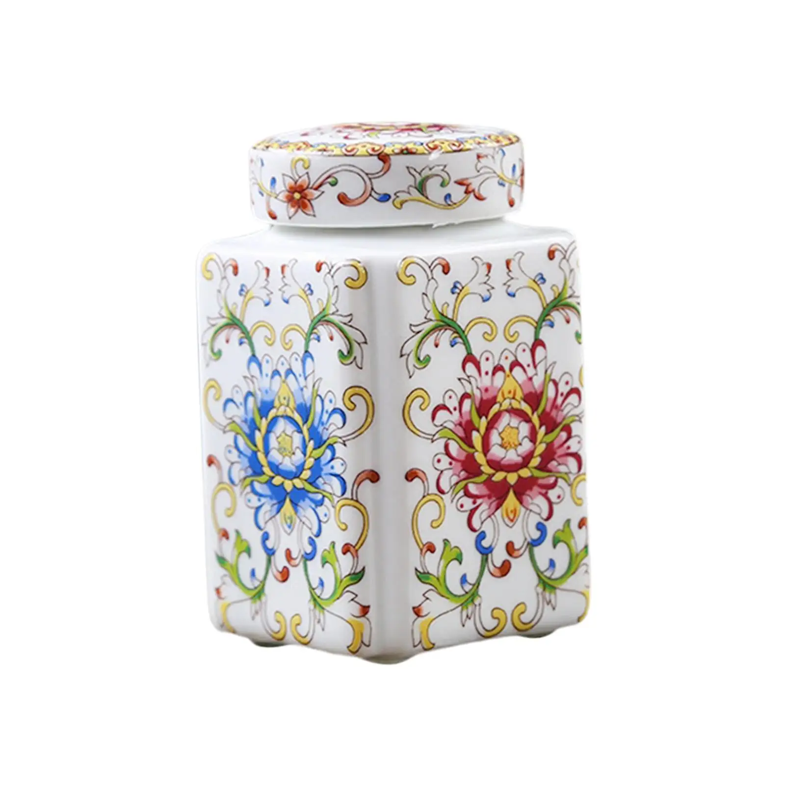 Ceramic Ginger Jar Tea Canister Flower Arrangement Porcelain Temple Jar