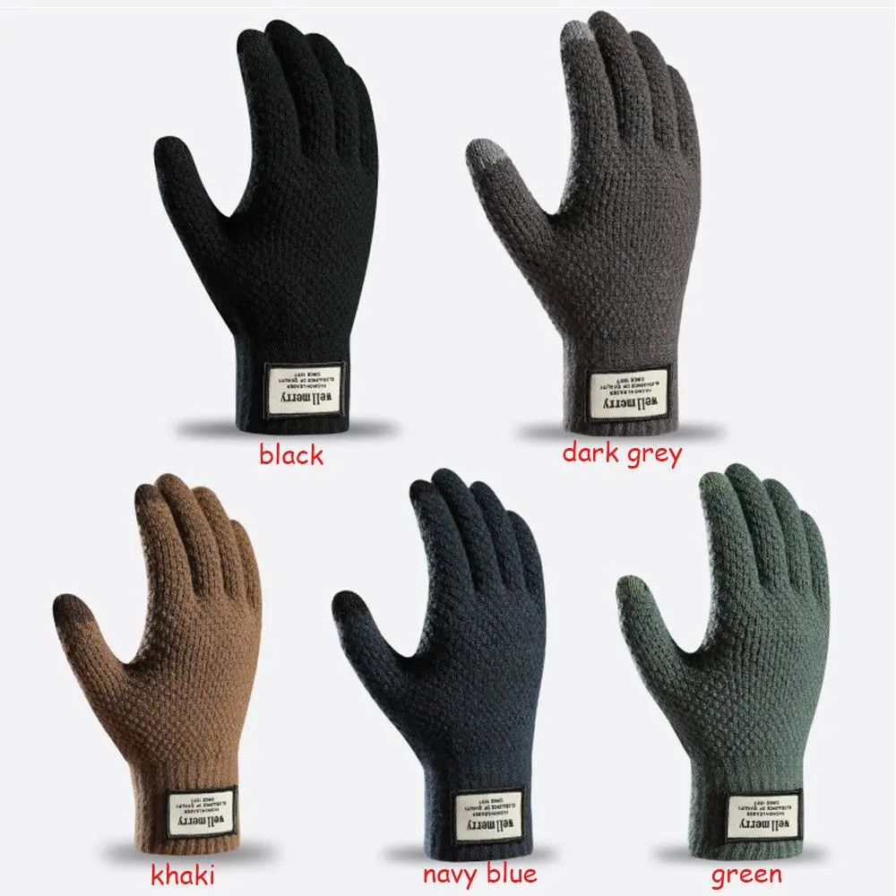 Winter Autumn High Quality Business Thicken Touch Screen Male Mitten Wool Cashmere Men Gloves