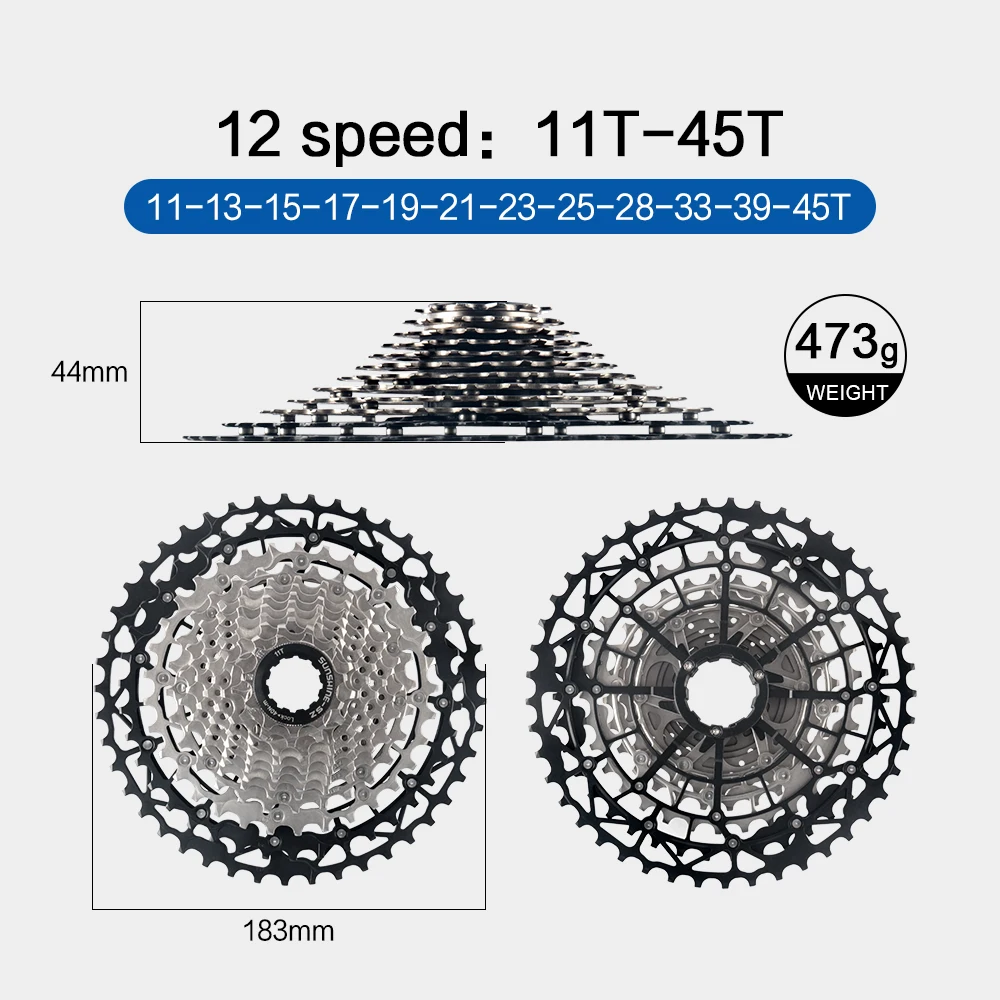 Sunshine 9/10/11/12S 11T-40/42/44/45/46/48/50/52T Hohl Ultraleichte Mountainbike Kassette für M4100/5100/6100 HG MTB Schwungrad – Detail 20