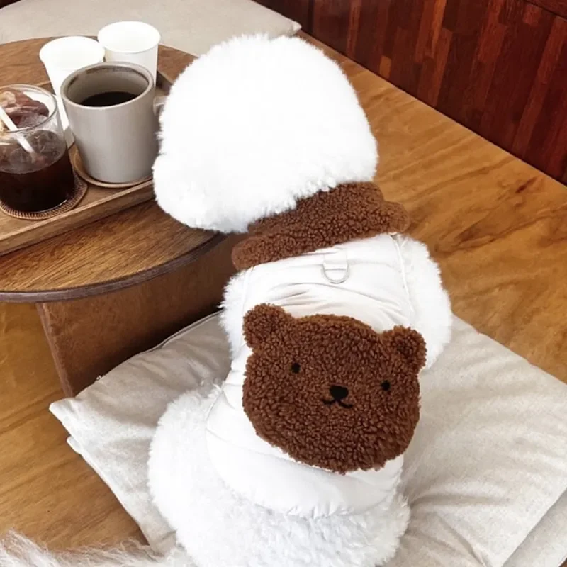 Puppy Cute Cartoon Pet Cotton Dog Coat Teddy Down Dog Jacket Warm Clothes Winter Bear Jacket Small Puppy Clothing pet jacket