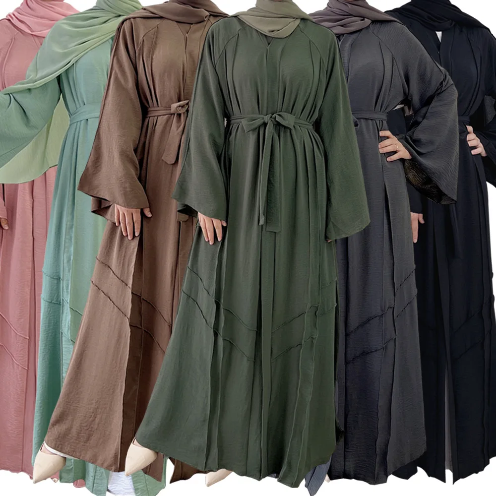 

2023 Dubai Middle East Malay Southeast Asia Solid color Flowing Long Dress abaya