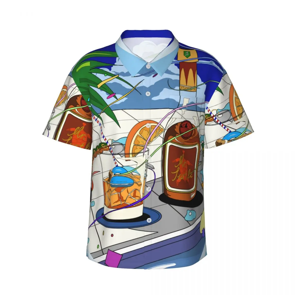 

Themed pool wine pattern stylish Hawaiian beach style high quality wholesale shirt