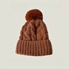 Winter Twist Knitting Hats Warm Fur Pompom Thick Plush Cap Beanies Solid Ladies Versatile Ski Snow Skullies Beanies Velvet Hat 6