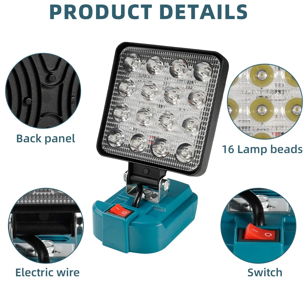 LED Flashlight Camping Lights LED Work Light Work Light 4 inch Cordless LED Work Light Makita 14.4V-18V Li-ion Battery Handheld Emergency Tool Light Camping Flashlight Spotlights