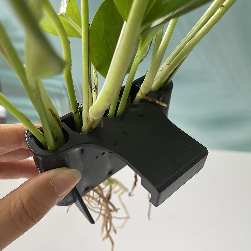 1pc Aquarium Hanging Aquatic Plant Holder Fish Tank Water Planting Plants Fixed Holder Planter Emersed Green Plant Pot With Hole aquarium hose holder aquarium plant tools rack