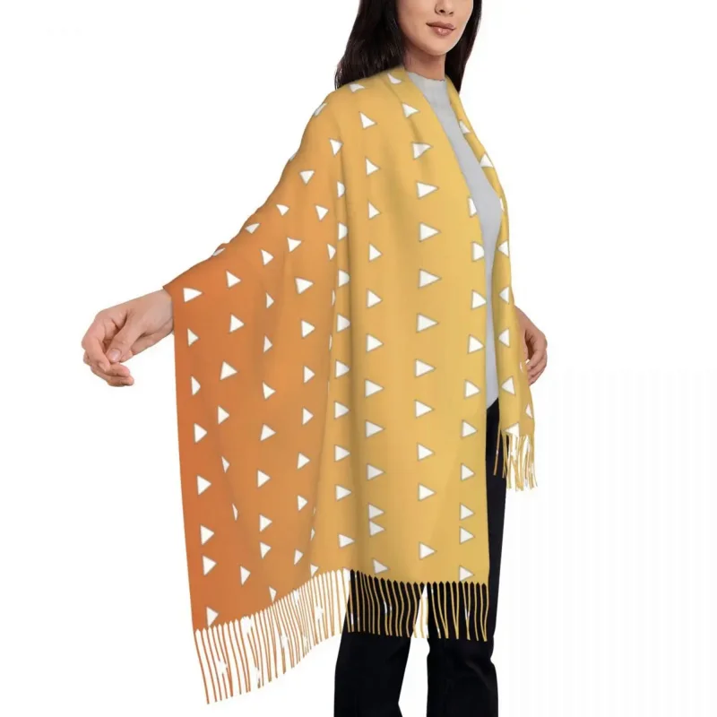 

Anime Demon Slayer Zenitsu Scarf Women Men Fashion Winter Wrap Shawl Kimetsu No Yaiba Tassel Wraps
