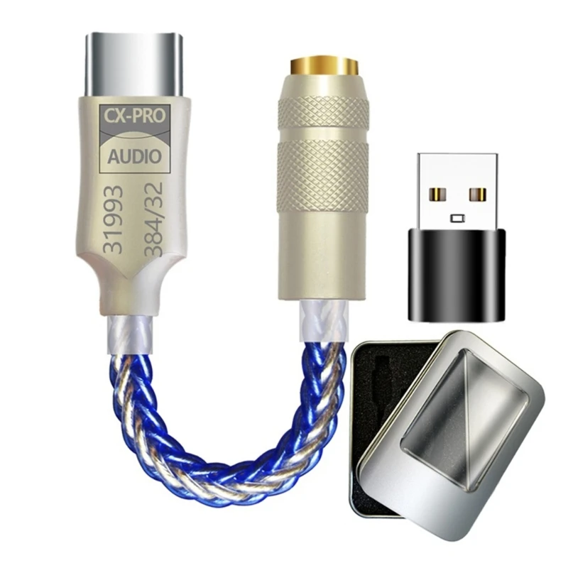 USB C to 3.5mm Sound Adapter USB C Headphone Adapter 32bit 384KHz CX31993 DAC Chip Headphone Amp