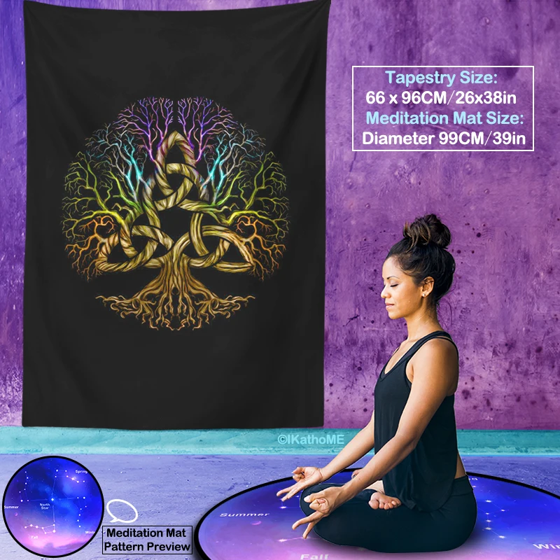 

Triangular Celtic Knot Tree Of Life Vertical Tapestry Wall Hanging Altar Cloth Big Dipper Buddhist Meditation Mat Round Carpet