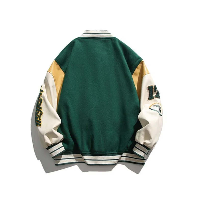 Korean Version of Trendy Street Men's Jacket Loose Flocked Embroidered Jacket Oversize Baseball Jacket Spring Autumn Couple Wear