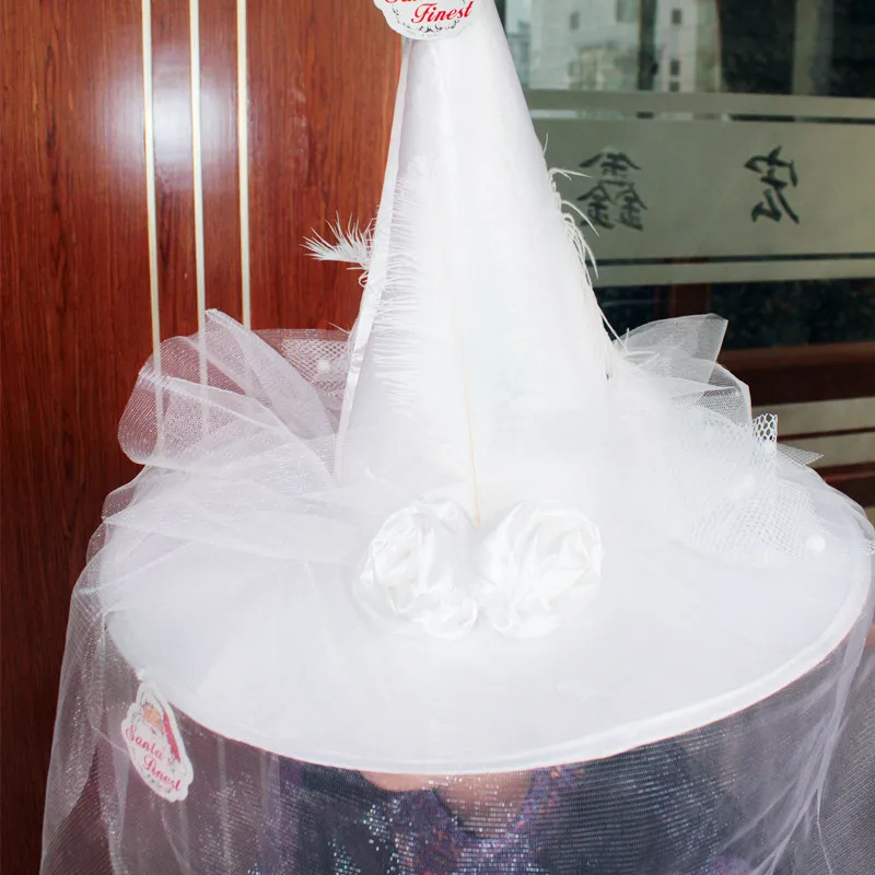 Halloween Witch Hat Black and White Witch Hat Shaped Attention-grabbing Make Up Wired Cosplay Costume Accessories Festive