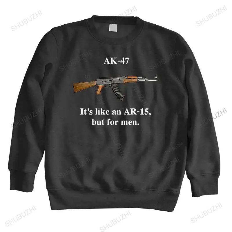 

men autumn sweatshirt black hoody AK-47 It's Like an AR-15 But for Men Leisure brand winter hoodie for boys warm hoody euro size