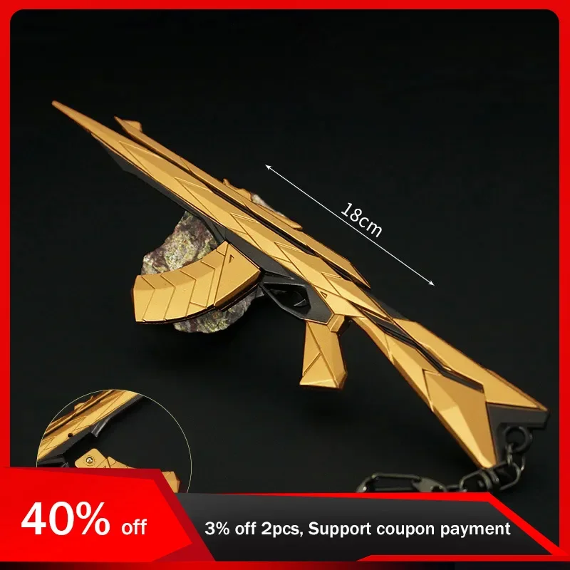 

Valorant Gun Weapon Vandal Araxys Golden 18cm Metal Weapon Model Keychain Machine Gun Display Pendant Gifts Game Toys for Kids