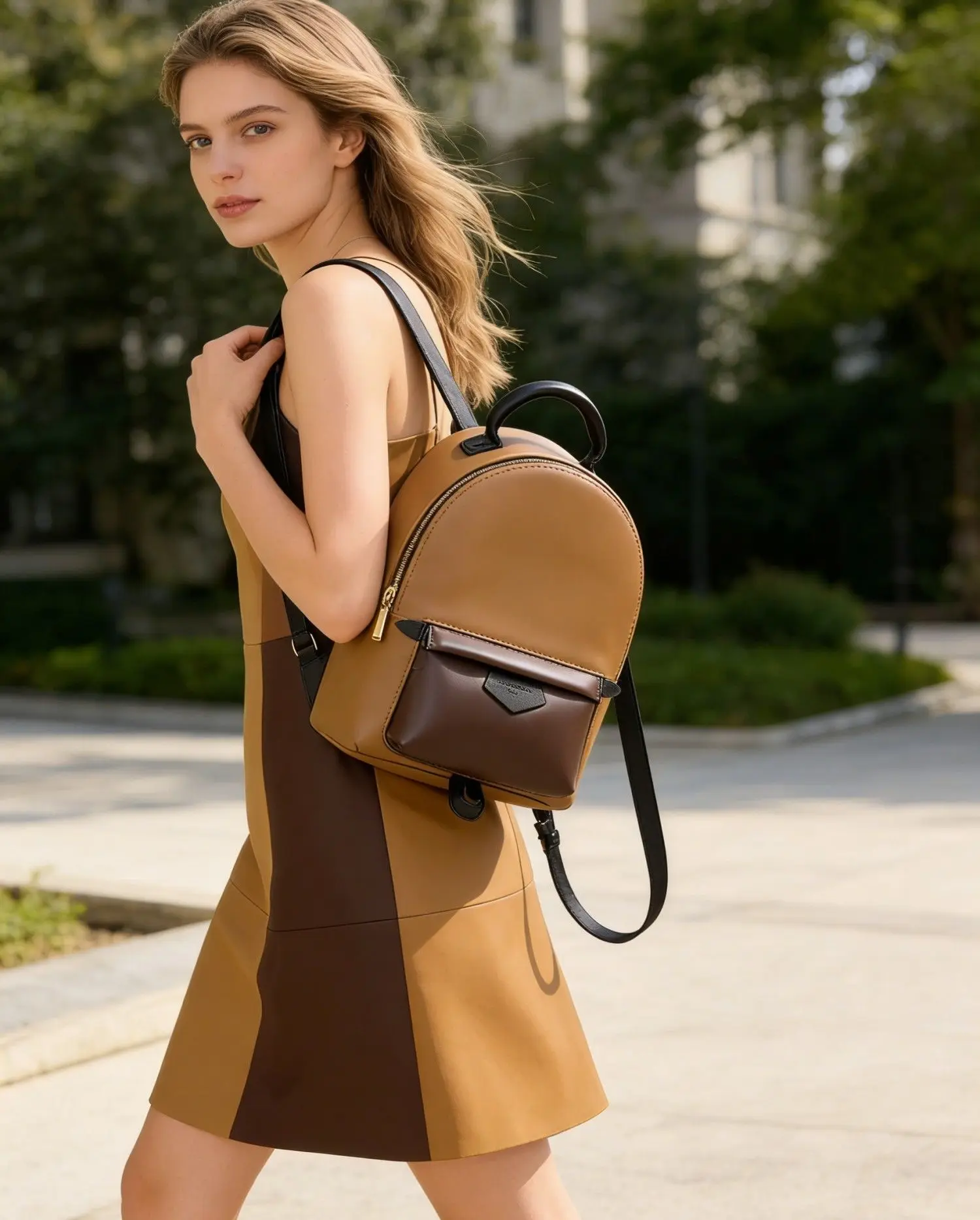 New Large Capacity Fashionable Printed Versatile Durable Casual Ladies Backpack Handbag Leather Vintage Style