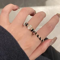 Exquisite Black Agate Vinatge Style Fine Jewelry Luxury Daily rings Couple Style Stacked Ring Engagement Wedding Opening 1
