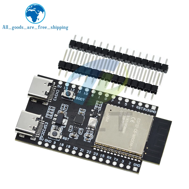 

ESP32 / ESP32-C6 WiFi+Bluetooth Internet Of Things Dual Type-C Development Board Core Board ESP32-C6-DevKit C N4R2 For Arduino