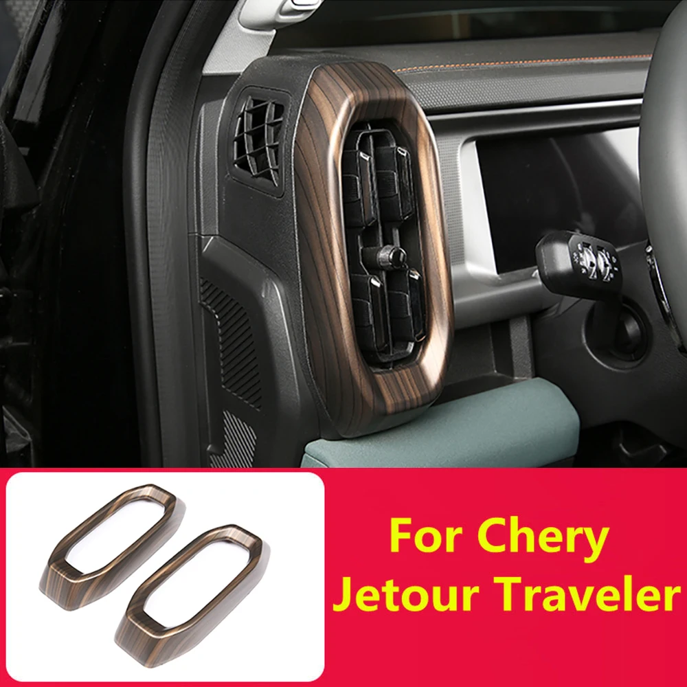 

For Chery Jetour Traveler T2 2023 2024 Car Wood Grain Center Console Both Sides Air Conditioning Vent Panels Decorative Frames
