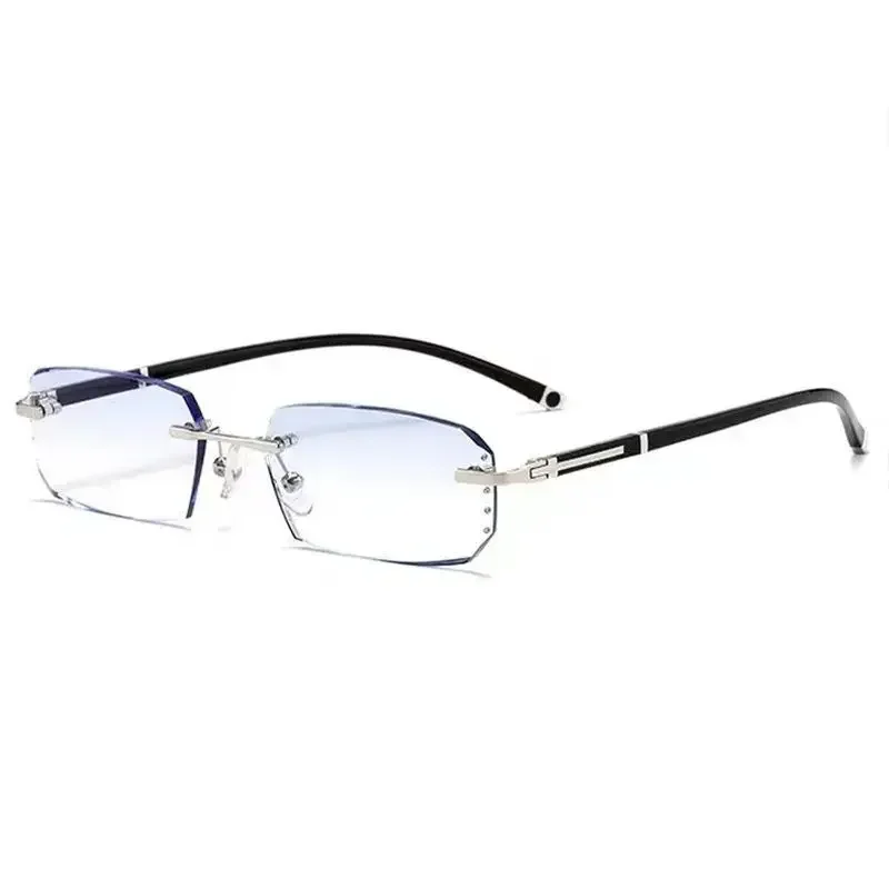 Myopia glasses Anti blue light glasses Prescription eyeglasses Frameless Diamond Cut Edge Minus Glasses for Men Women Ultralight HD Anti Blue Light Myopia Eyeglasses Diopter 0 To-4.0