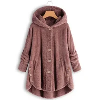 Autumn Winter Coat Women Warm Teddy Bear Coat Wool Jacket Female Plush Coat Hooded Jacket New Women's Coats Solid Color Jacket 2