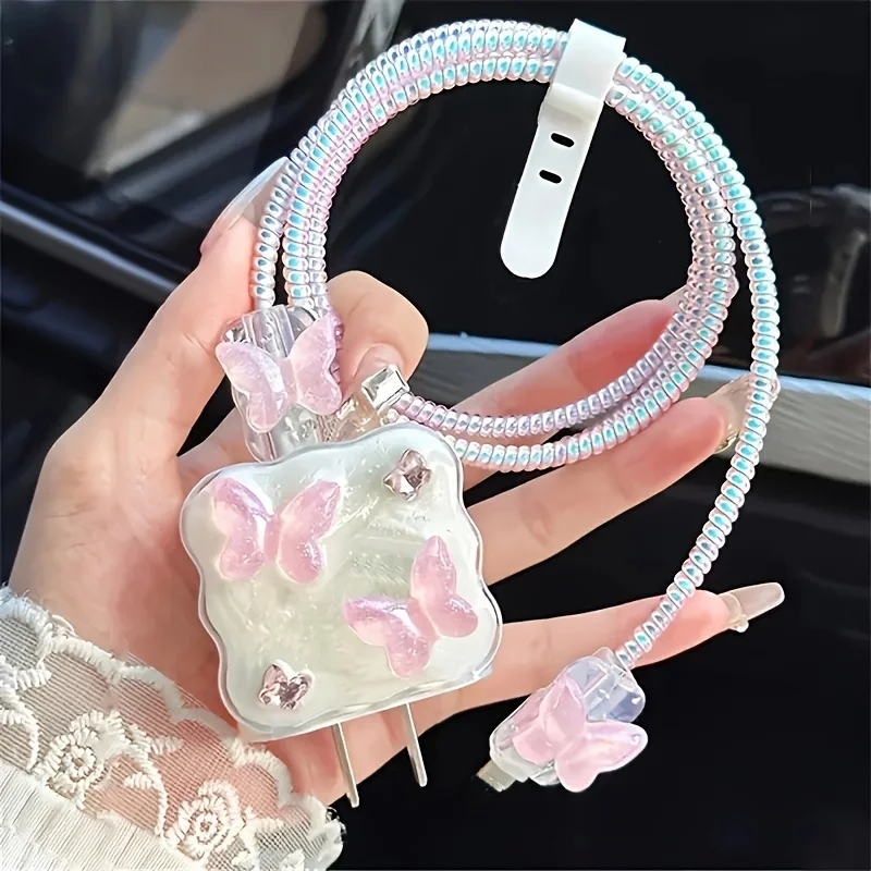 Charger Protector 5pcs Butterfly Charger Protective Case For iPhone 18W/20W Fast Charging Cable Data Anti-break Charger Protective Rope