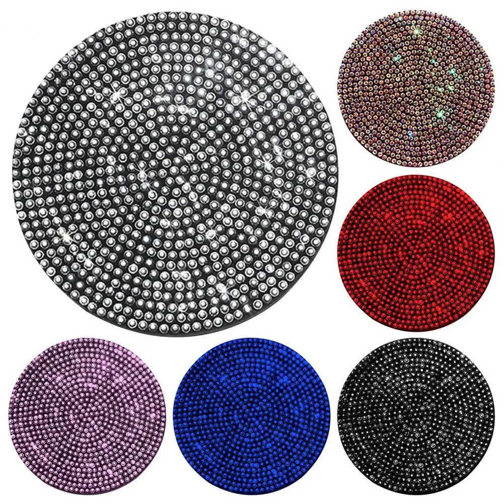 

2Pcs Diamond Car Coaster Water Cup Slot Shiny Rhinestone Waterproof PVC Protecting Surface Car Bottle Mat Car Accessories