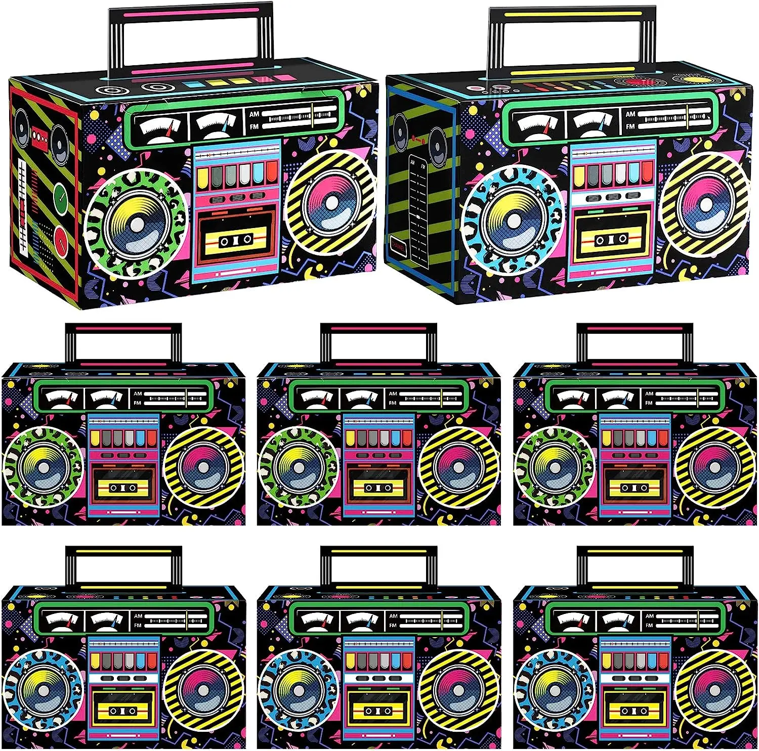 12Pcs New Candy Box Eco-Friendly Disco Party Decorations Novità Boom Box Bomboniere Regalo 70/80/90S Hip Hop Music Glow Party