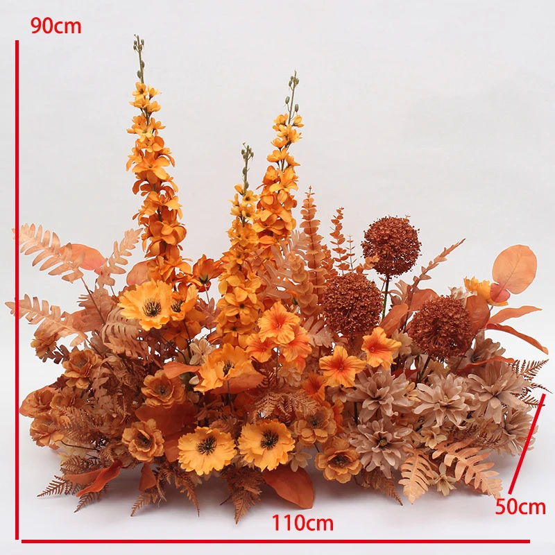 Description Picture 3 of itemRed Rose Gold Leaf Artificial Flower Row Hyacinth Poppy Decor Wedding Party Arch Marriage Welcome Sign Road Lead Fake Floral