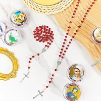 12 chapelets catholiques en bois, cadeaux religieux, chapelets sacrés avec boîtes cadeaux pour la prière, hommes et femmes 3