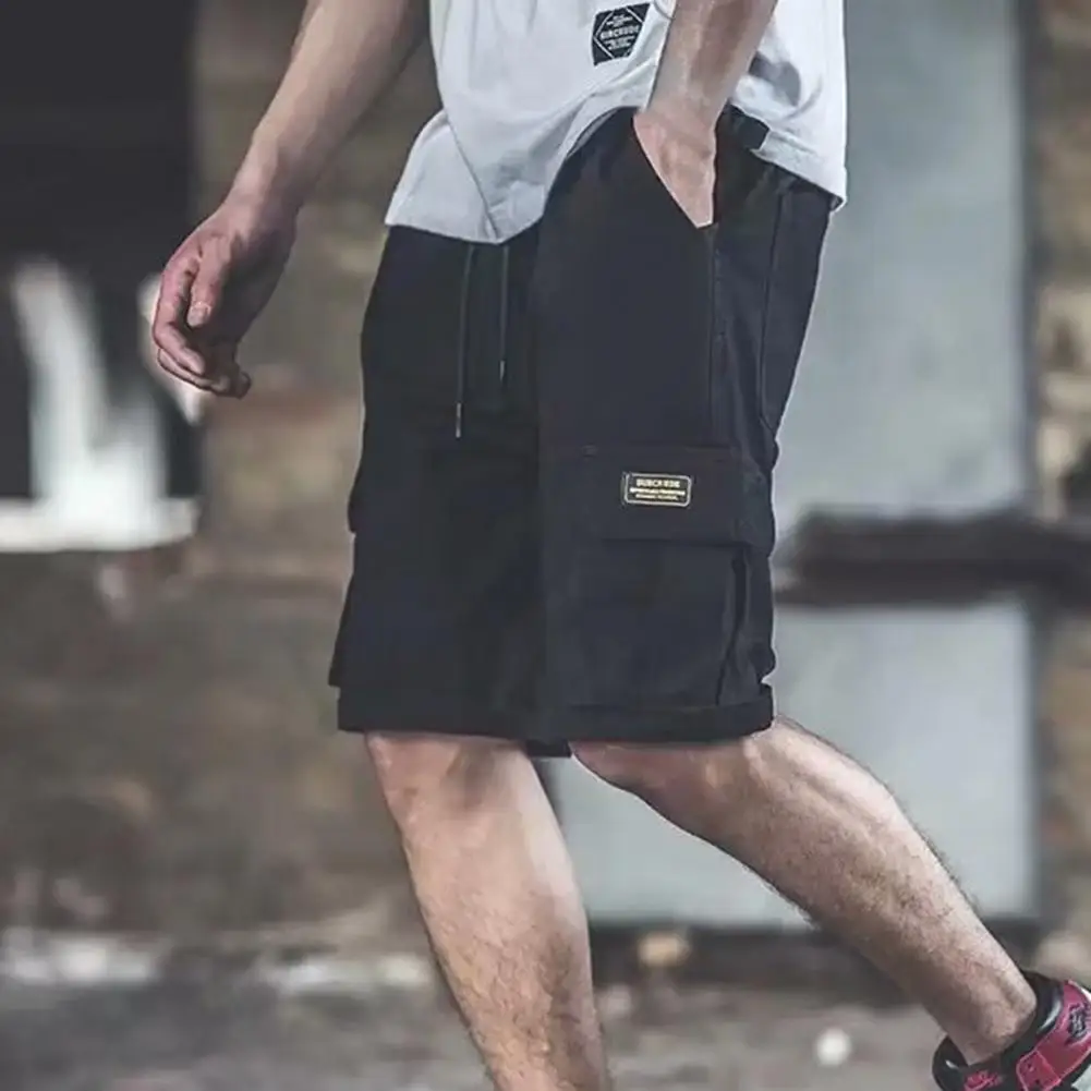 Men Cargo Shorts Drawstring Multi Pockets Breathable Young Style Cool