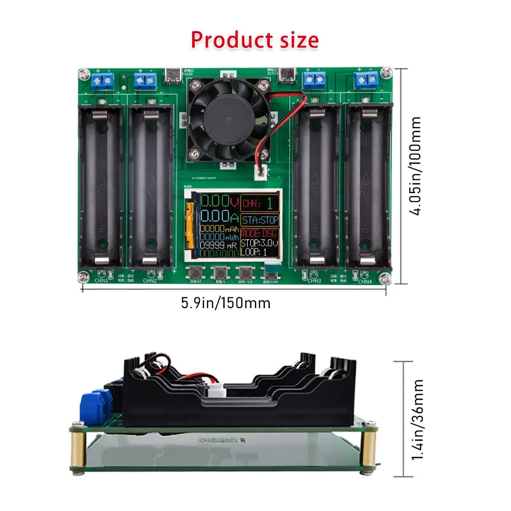 Type-C LCD 4/1 Channel Display Battery Capacity Tester MAh Lithium Digital Battery Detector Module For 18650 Tester battery tester lithium battery tester