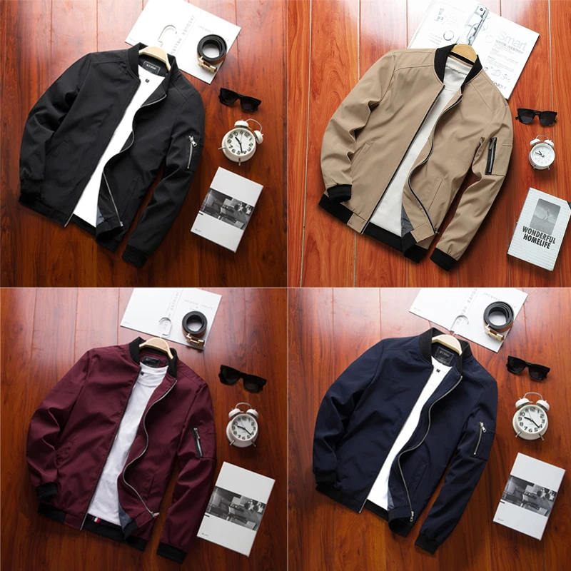 

Куртка-бомбер мужская приталенная, уличная одежда в стиле хип-хоп, пилотная куртка-бомбер, пальто, весна