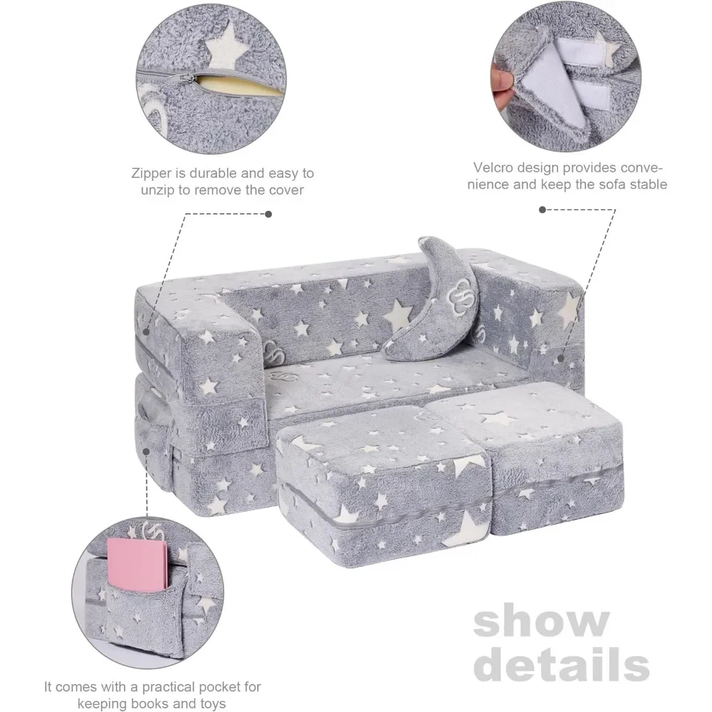 Kids Sofa Glow in The Dark Star Kids Couch Foam Armchair for Kids Fold Out Sofa Bed Sofas 3