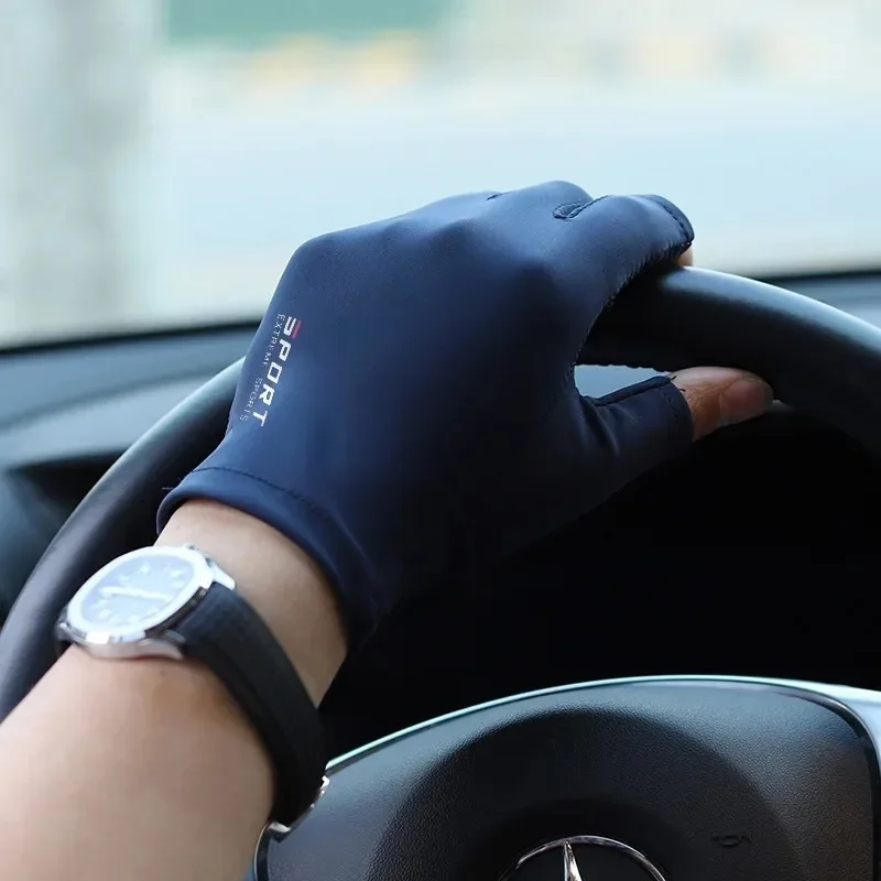 Ice Silk Halffinger Cycling Gloves for Men and Women Outdoor Sports Fitness Driving Fishing Highelastic Comfortable 3