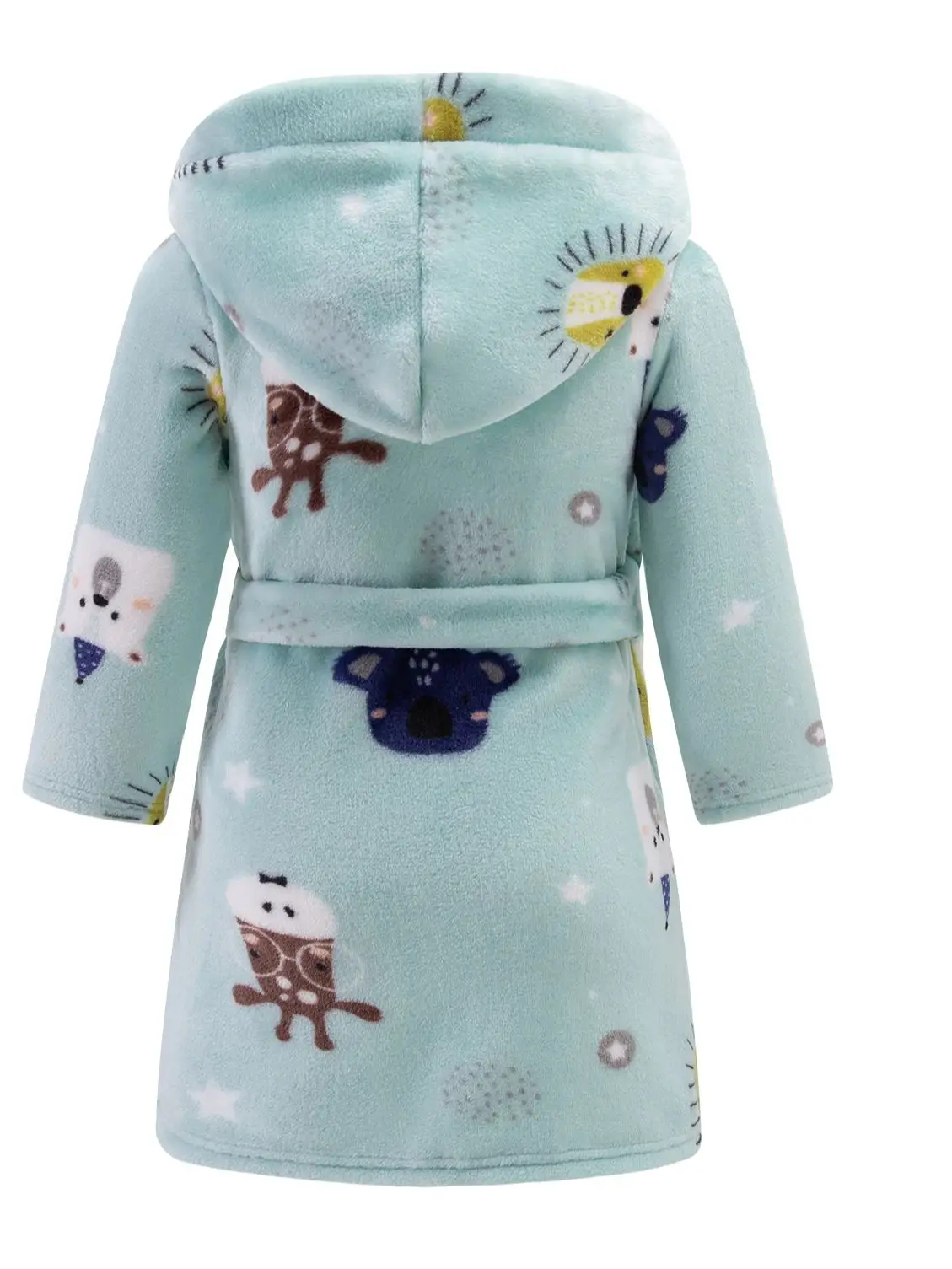 Winter Children's, Boys' and Girls' Bathrobes with Cute Printed Pattern Pajamas, Warm and Comfortable Flannel Bathrobes