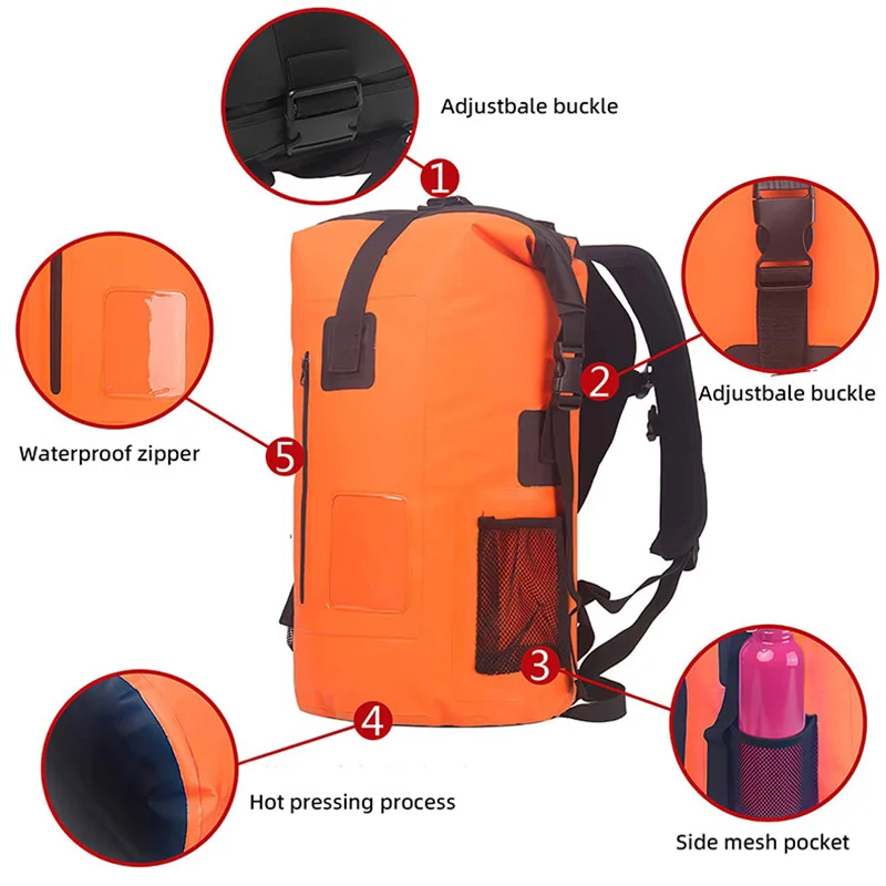 35L PVC Waterproof Dry Bag Outdoor Sports Lightweight Climbing Swimming Boating Kayaking Camping Beach Floating Storage Backpack 3